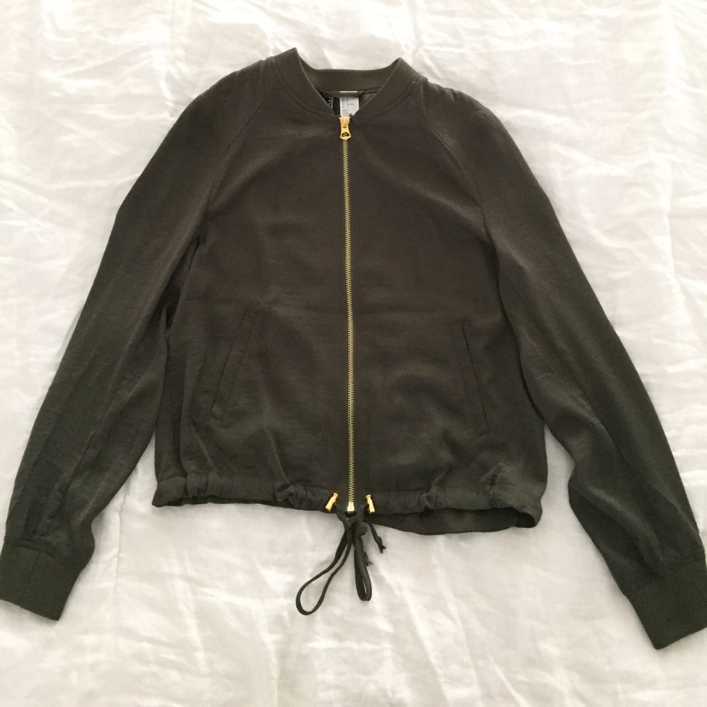 H&M Dark Green Silky Lightweight Jacket NWOT